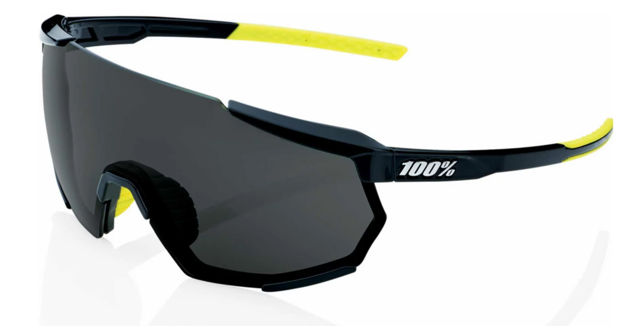 Gafas deportivas Racetrap 3.0 100 % con lentes ahumadas, negro brillante/ahumado