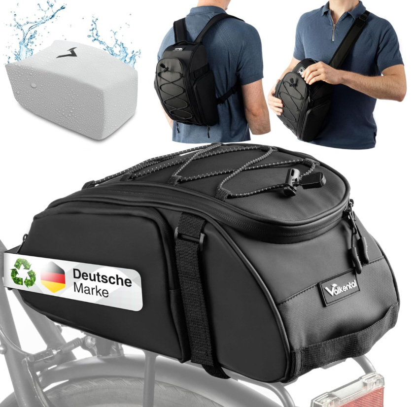Valkental Trunk Bag: bolsa para el portaequipajes / mochila, negra