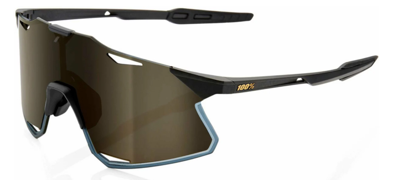 Gafas deportivas 100% Hypercraft con lentes espejadas, negro mate/oro suave